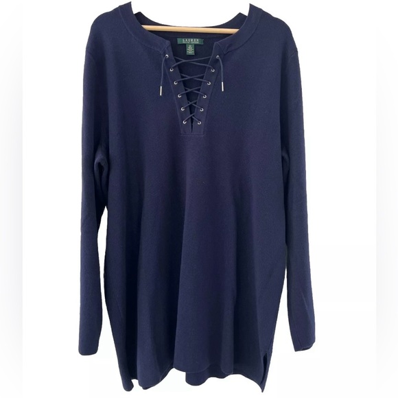 Lauren Ralph Lauren Navy Sweater 2X 100% Cotton - Picture 16 of 16
